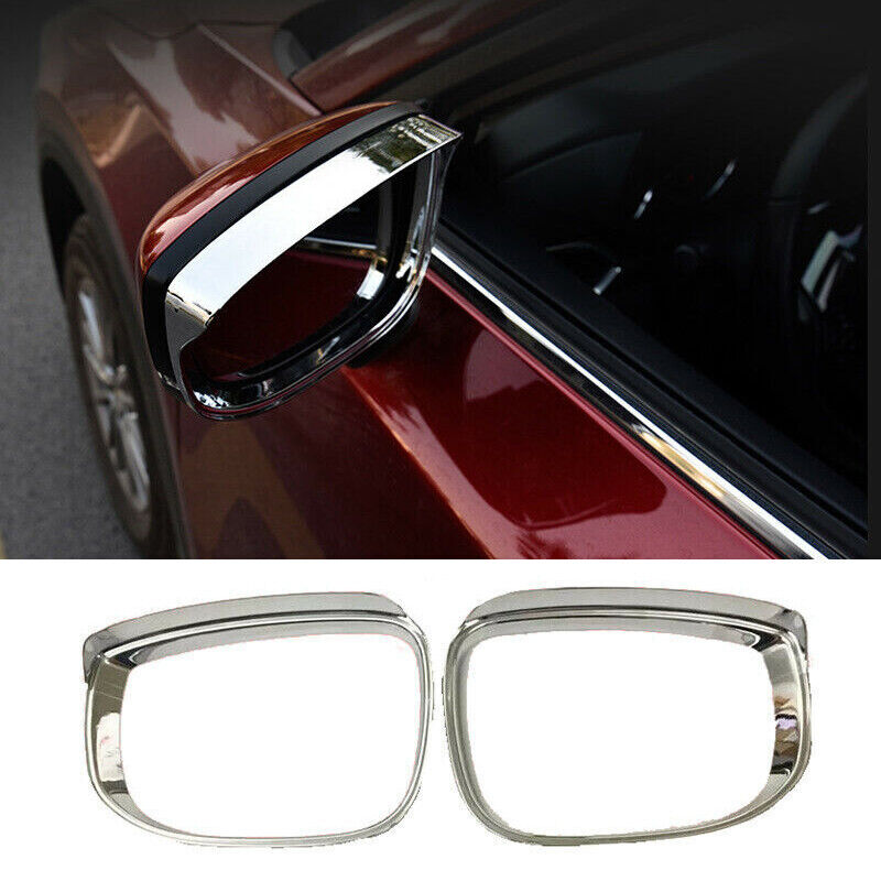 for Mazda CX-5 CX5 2017-2023 Chrome Rearview Side Mirror Rain Eyebrow Frame Trim