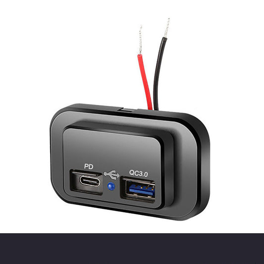 Dual USB PD Port Charger Socket Outlet Dustproof 12V 24V LED for Car Motorcycle