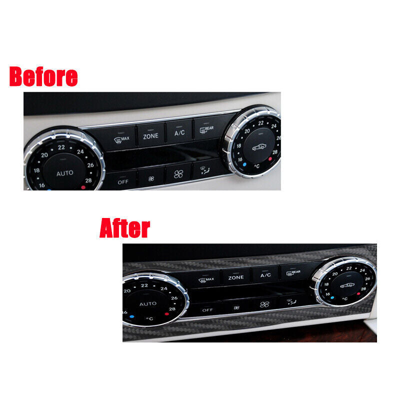 Black carbon fiber car communication panel frame decorative sticker for A/B class CLA GLA- n