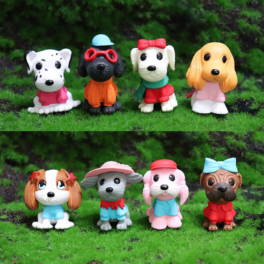 8Pcs Different Shapes for Mini Puppy Dog Cute Car Decoration Simulation Home Display