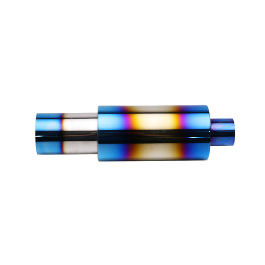 2 Inlet 3 OD Staright Round High Flow Racing Exhaust Muffler Tip Blue 2