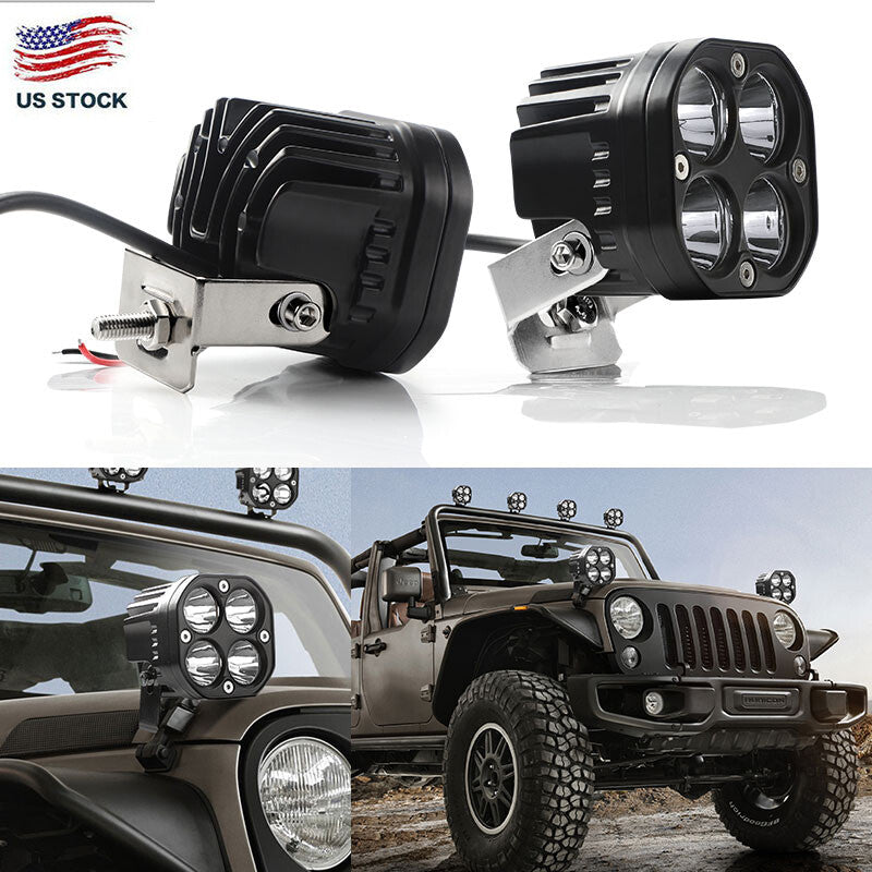 2X 3inch 80W LED Work Light Bar Spot Cube Pods Driving Fog Offroad ATV UTV Truck