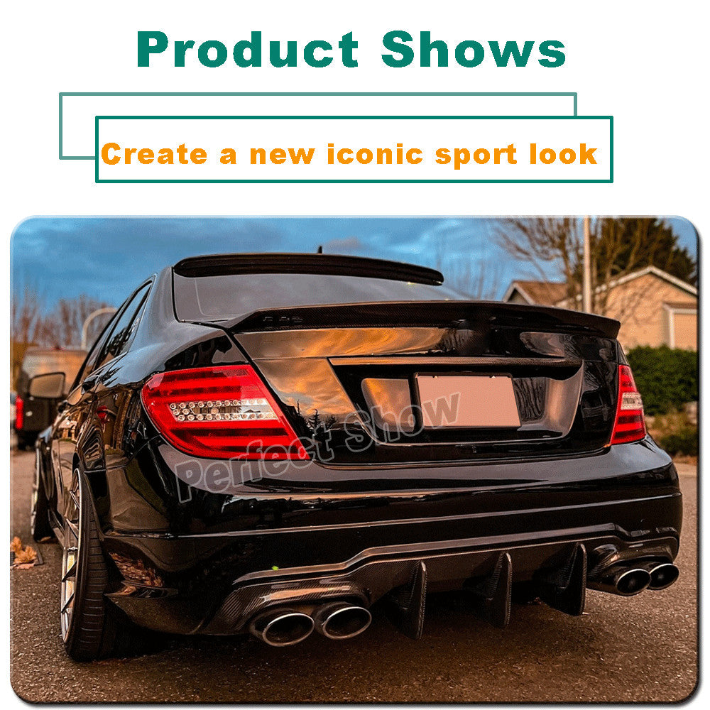Fit for Benz W204 C204 C63 2012-15 Carbon Fiber Big Fin Rear Bumper Diffuser Lip