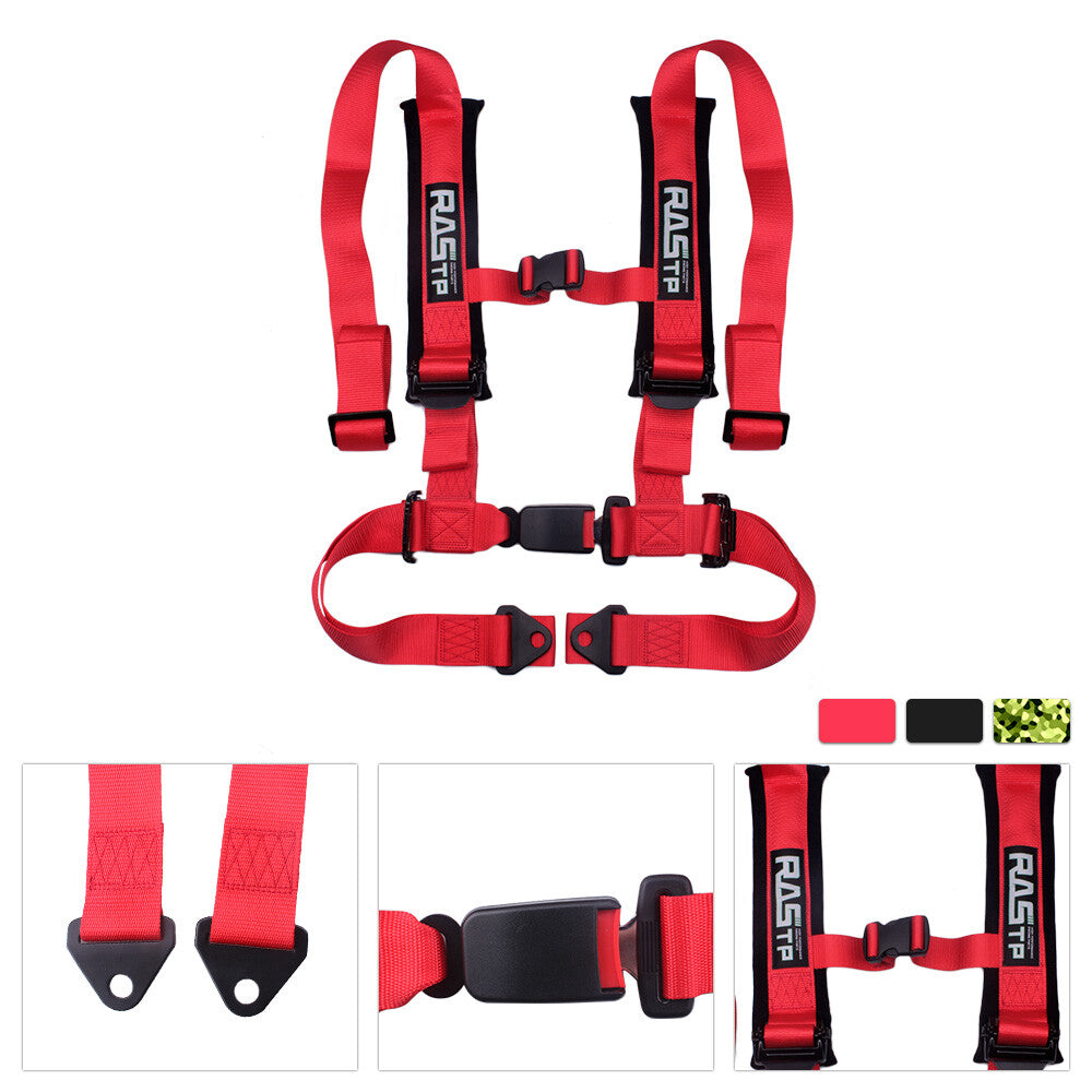 2â€?Racing 4 Point Universal Vehicle Auto Car for Seat Belt Buckle Harness RED Q