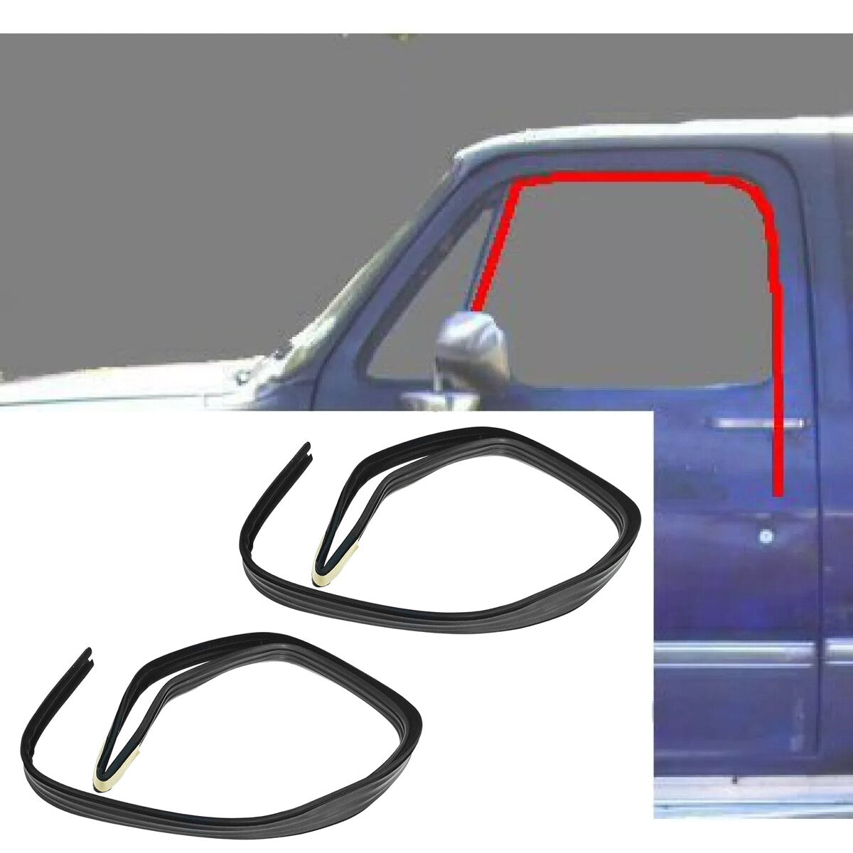 Pair Front Door Window Run Channel Weatherstrip Seal for GMC Jimmy C/K Pickup
