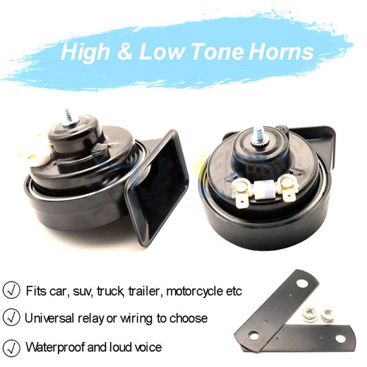 12V Dual 410/510Hz Snail Horn 110-125DB Car Motorcycle Truck Waterproof US Stock