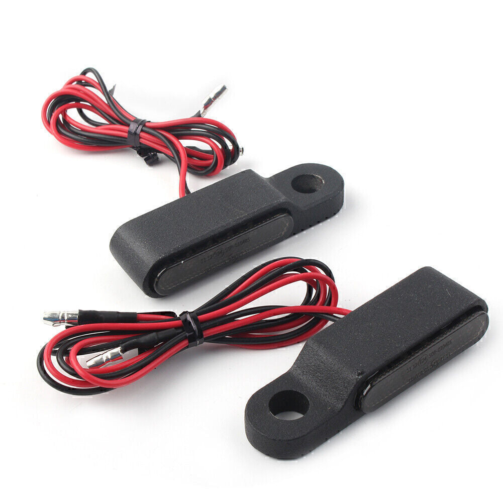 LED Turn Signal Light Brake Clutch Lever Flashers Black 2PC Universal Motorcycle Q