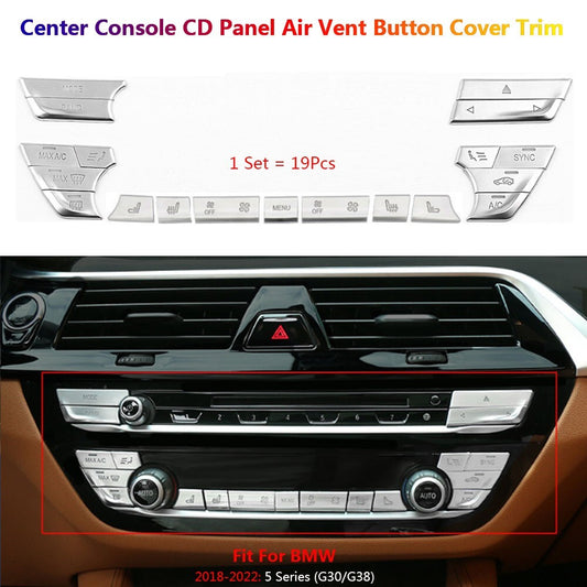 19x for BMW 5 Series G30 Car ConsoIe Interior CD AC Air Switch Button Cover Trim