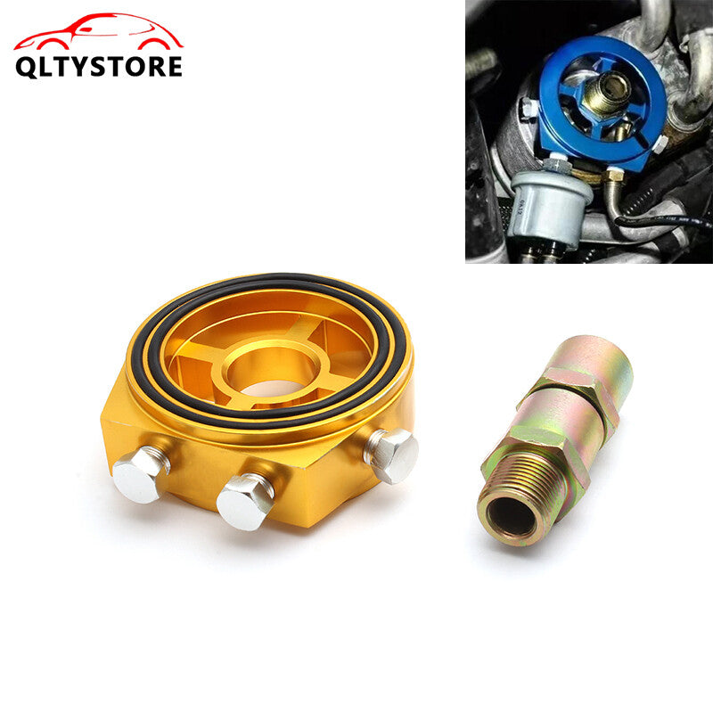 M20x1.5 3/4-16UNF Oil Cooler Filter Sandwich Plate Male Adapter 1/8 NPT Gold Q