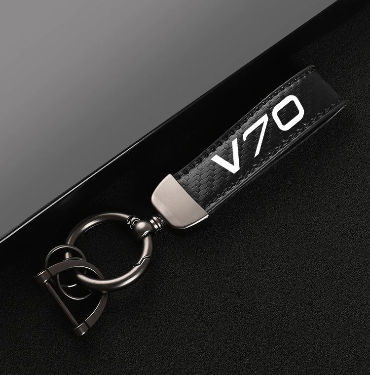 Suitable for V70 car keychains, key rings, key fobs, car accessories, black leather