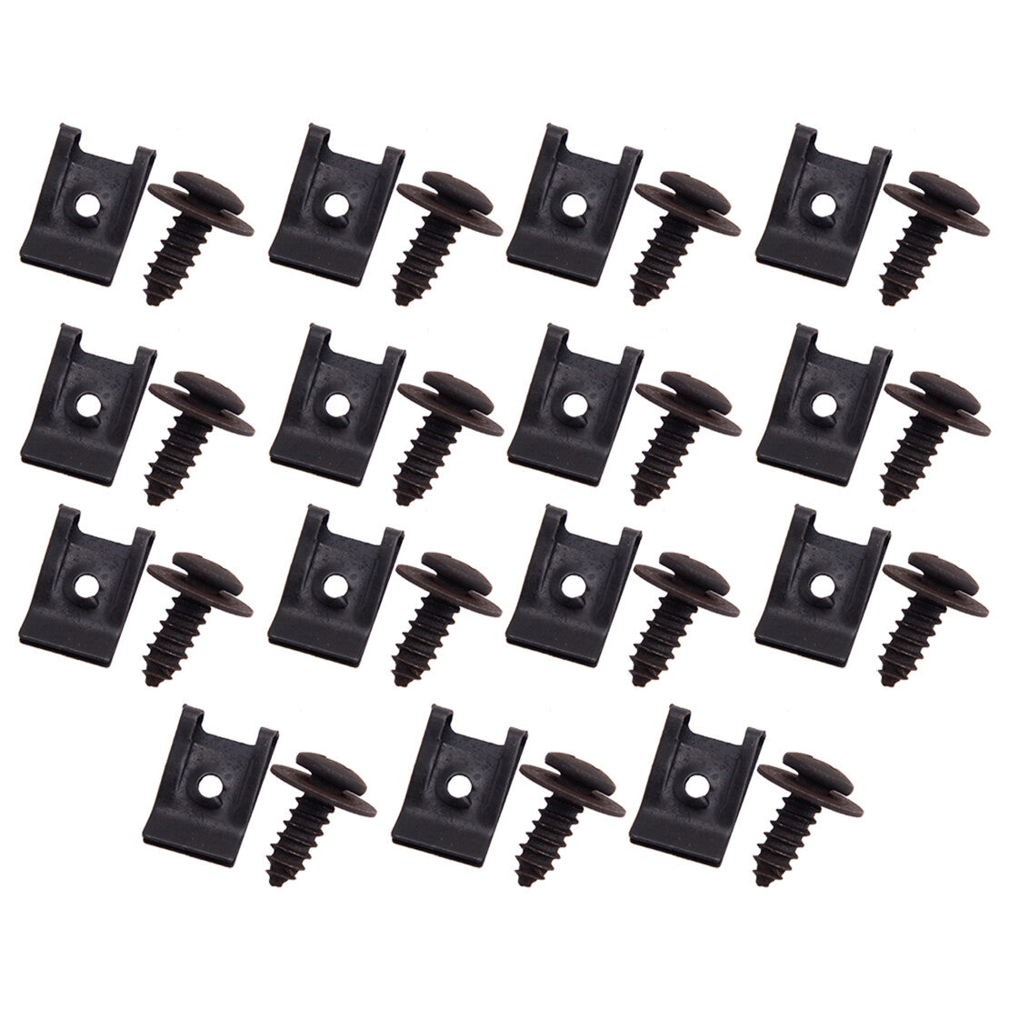 15Set Spring Metal U-type Clip with Screw Car Bumper Fender Trim Panel Fasteners