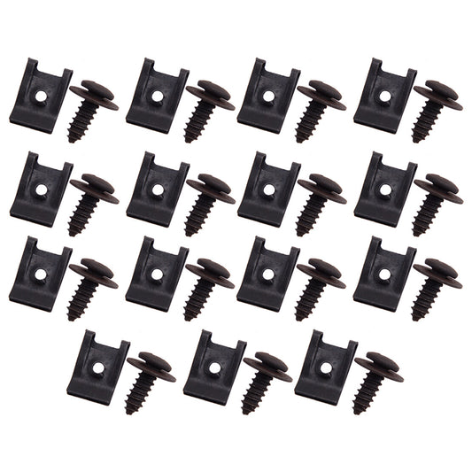 15Set Spring Metal U-type Clip with Screw Car Bumper Fender Trim Panel Fasteners