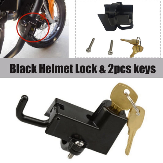 Motorcycle helmet lock with 2 keys for Harley Sportster 883 1200 Custom Black - n