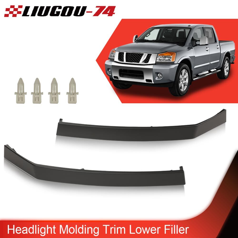 1 pair for 04-15 Titan Armada QX56 headlight molding trim lower filler - v
