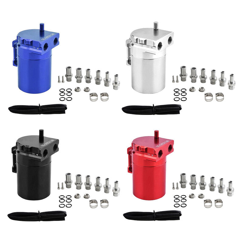 Oil Catch Can Tank Car Truck Engine 300ml Aluminum Polish Baffled Reservoir Blue