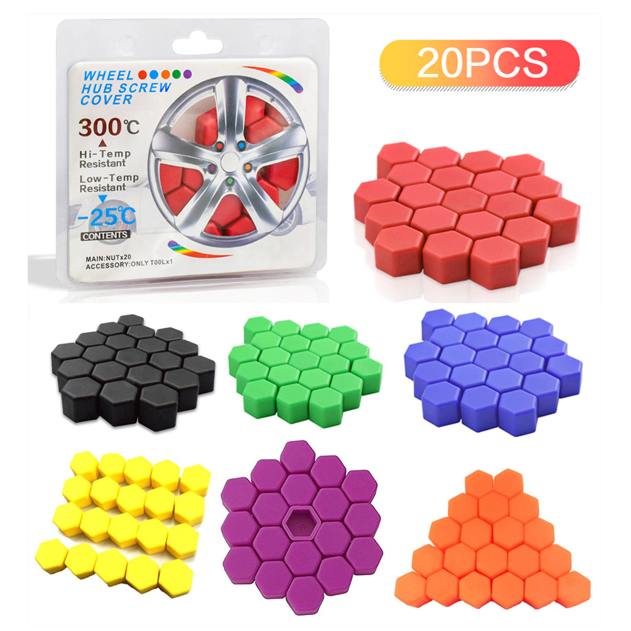 20x21mm Silicone Car Wheel Hub Bolt Caps, Car Wheel Nut Caps, Bolts, Rim Accessories - n