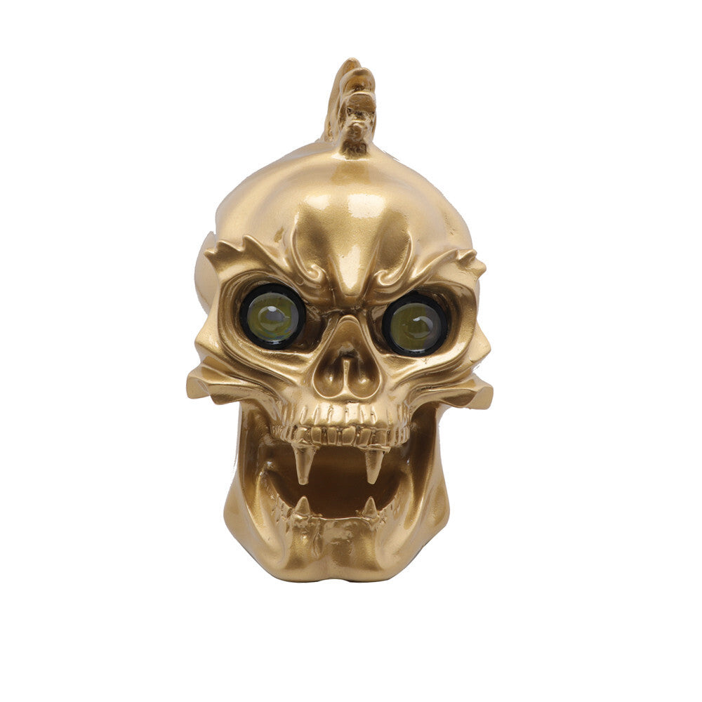 Motorcycle Gold LED Skull Headlight Lamp for Harley Choppers Cruiser Custom Q