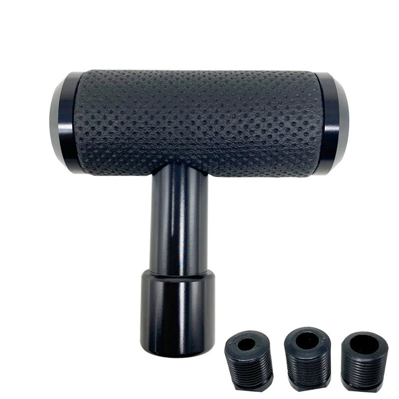 Black Car Leather Aircraft Joystick Shift Knob T Type Shift Manual Lever Knob