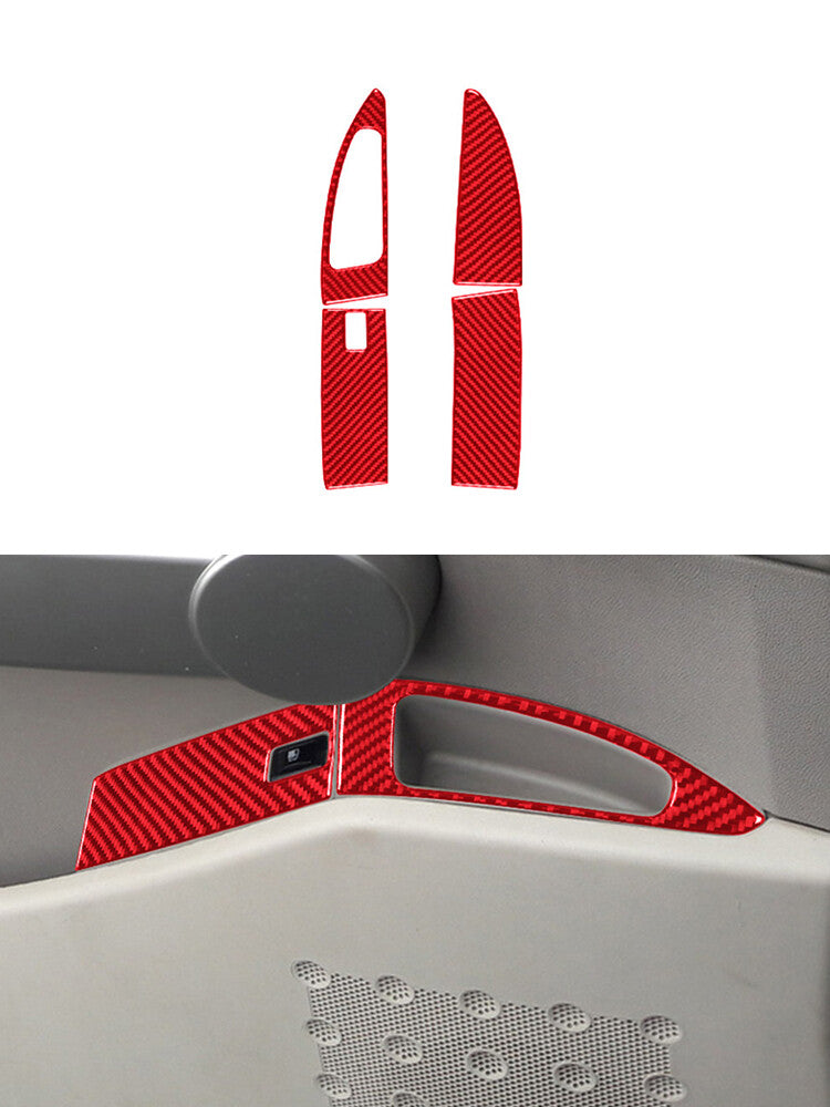 4x Red Carbon Fiber Window Lift Control Cover Trim For Taycan 2019-2022 v