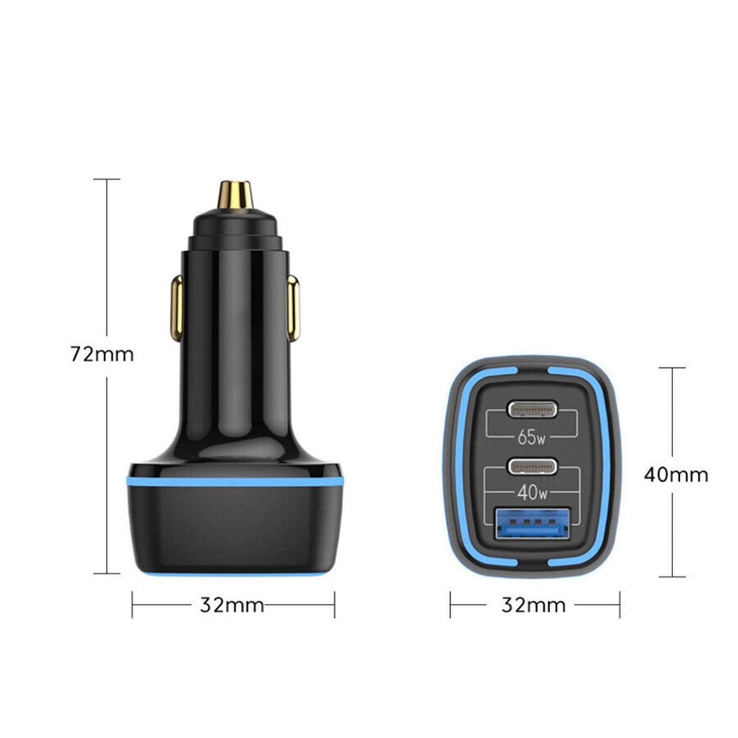 105W USB Type C PD 65W Car Charger Fast Charging Adapter For iPhone 13 12 Laptop