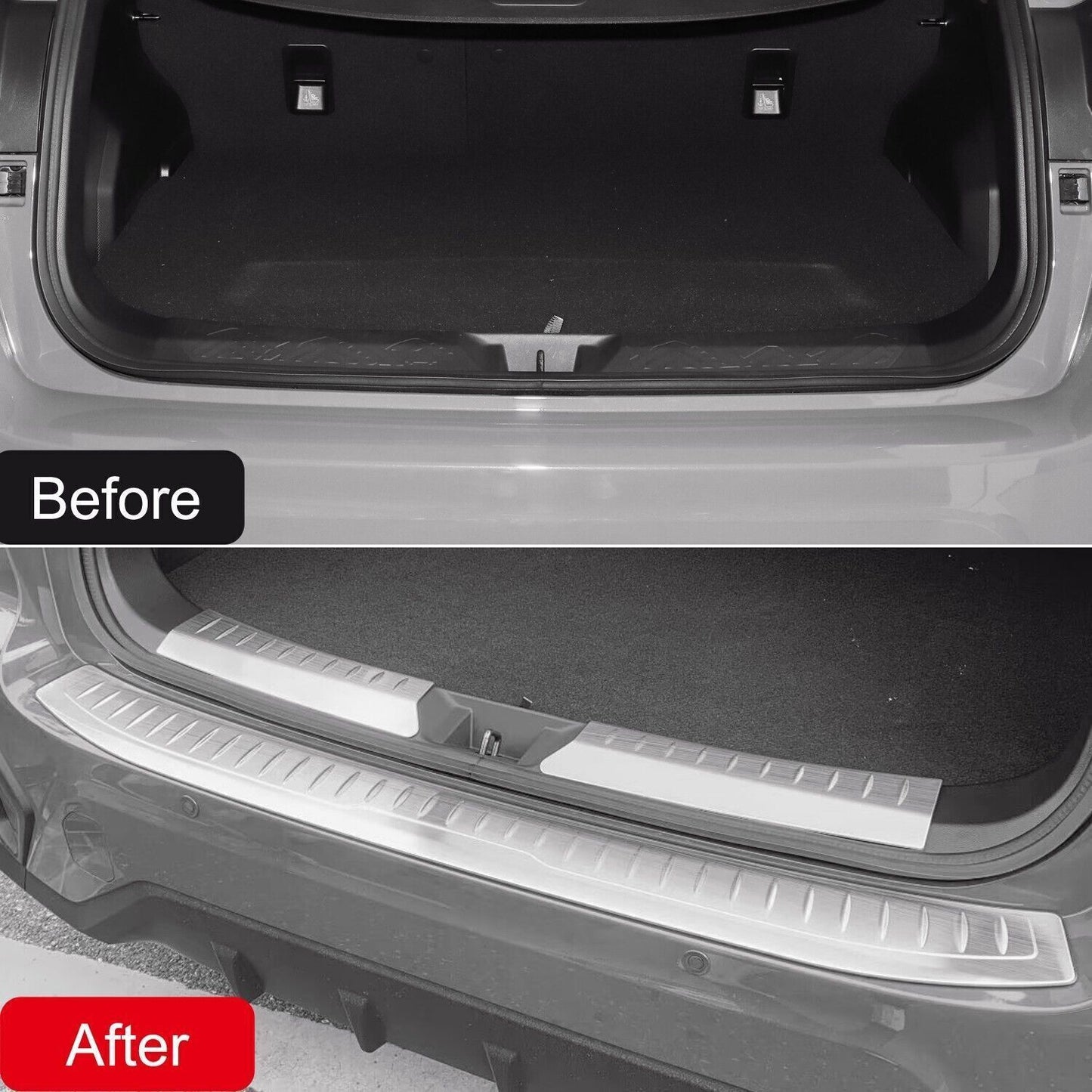 Silver Inner&Outer Rear Bumper Protector Sill Plate Trim for Subaru Crosstrek 24 n