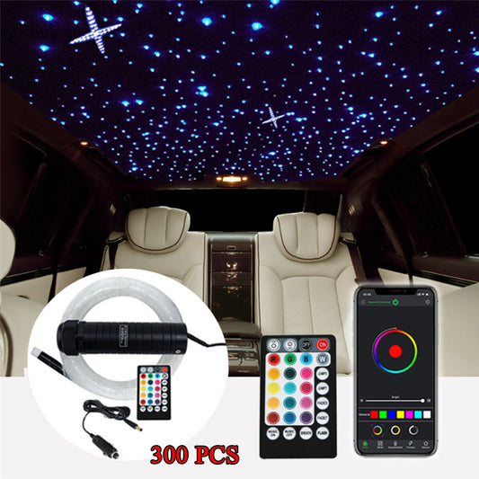 300Pcs 12V 6W RGB LED Fiber Optic Light Car Roof Star Lights RF Remote Control Q