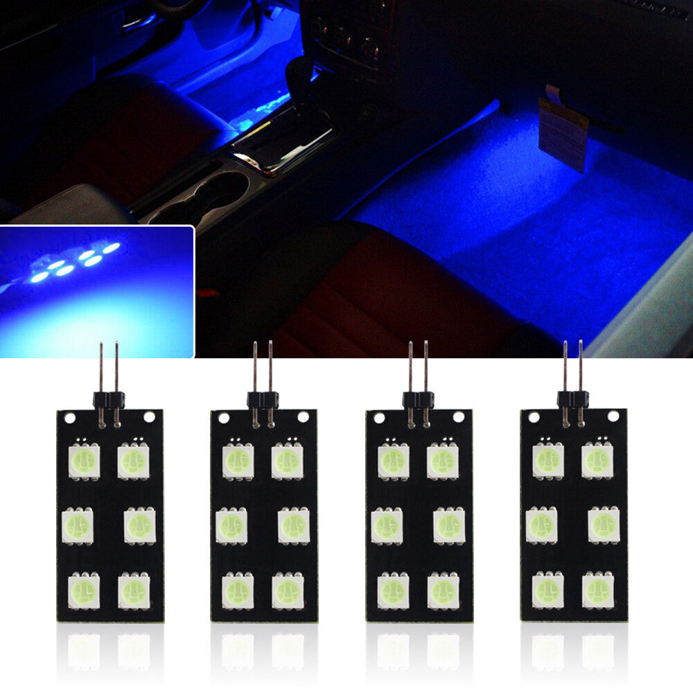 4 Pack Blue 6-SMD LED Bulbs Footwell Area Lights for 2008-2015 for Audi A4 S4 B8- v