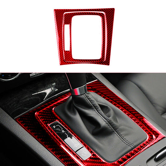 2X Red Carbon Fiber Gear Shift Trim for Mercedes-Benz C Class W204