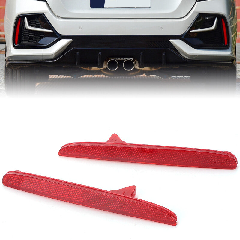2x Red Rear Bumper Reflector Lens Cover for Honda for Civic Hatchback Saloon 17-21
