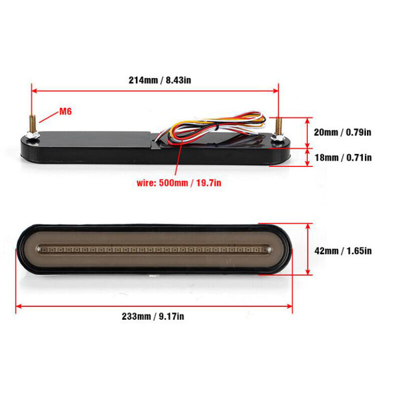 1-piece LED 3-in-1 taillight strip with flashing lights, turn signals, dynamic braking, and towing function. n