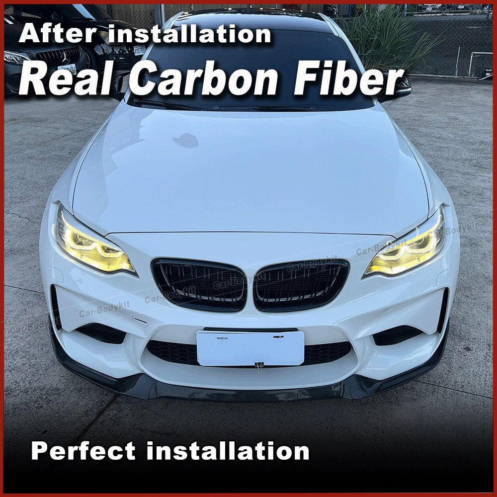 for BMW 2 Series F87 M2 Coupe 2016-20 REAL CARBON Front Bumper Lip Chin Spoiler