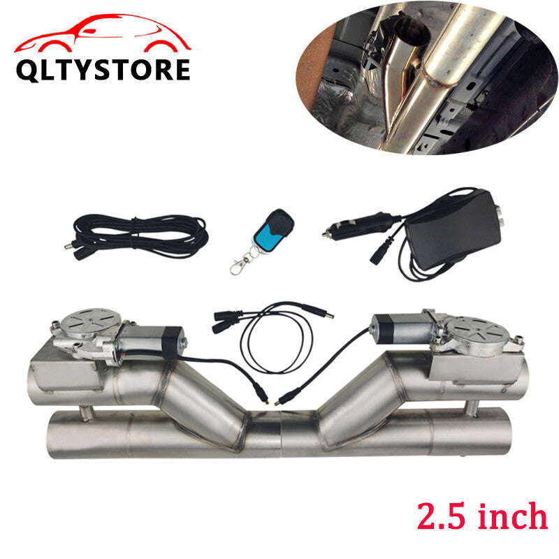 2.5'' Double Electric Exhaust Y Pipe Dual Control Valve Kit Remote Switch Q