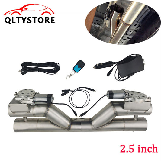 2.5'' Double Electric Exhaust Y Pipe Dual Control Valve Kit Remote Switch Q