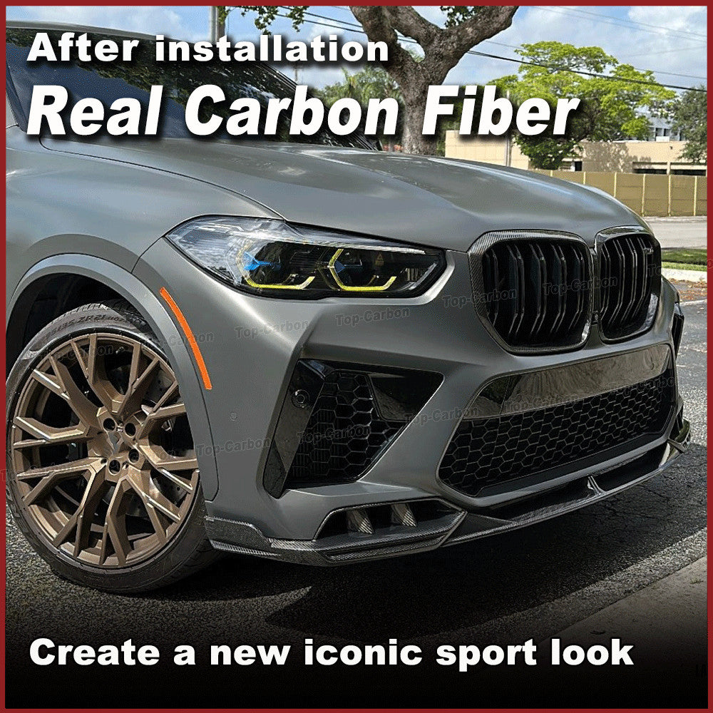 Fit for BMW F95 X5M F96 X6M 19-24 REAL Carbon Front Bumper Lip Spoiler Splitter