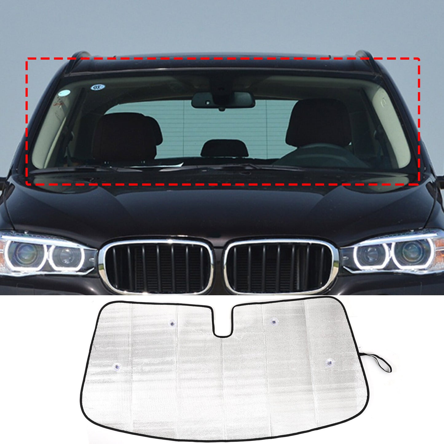 Custom sunshade/UV shading for X5 windshield, 2004-2018, 1 piece. n