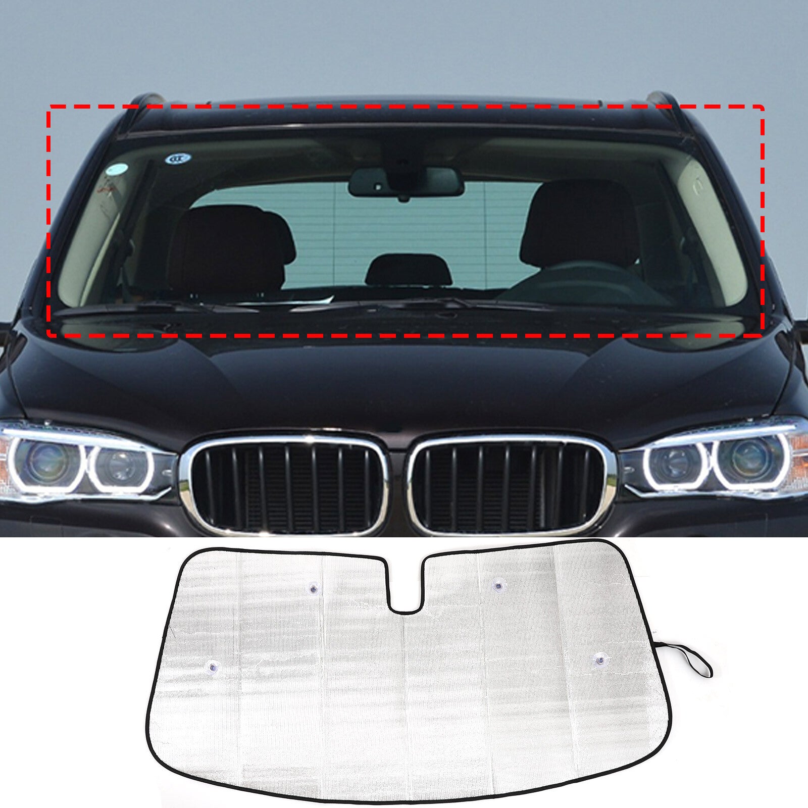 Custom sunshade/UV shading for X5 windshield, 2004-2018, 1 piece. n
