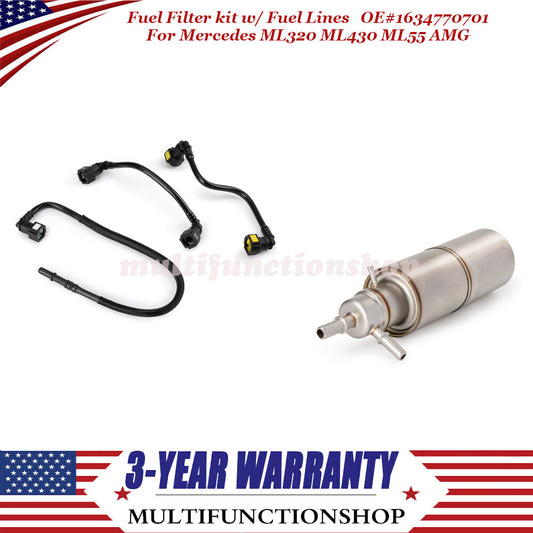 for Mercedes ML320 ML430 ML55 3.7L 1998-2003 Fuel Filter & 3 Hose Conversion Kit Q