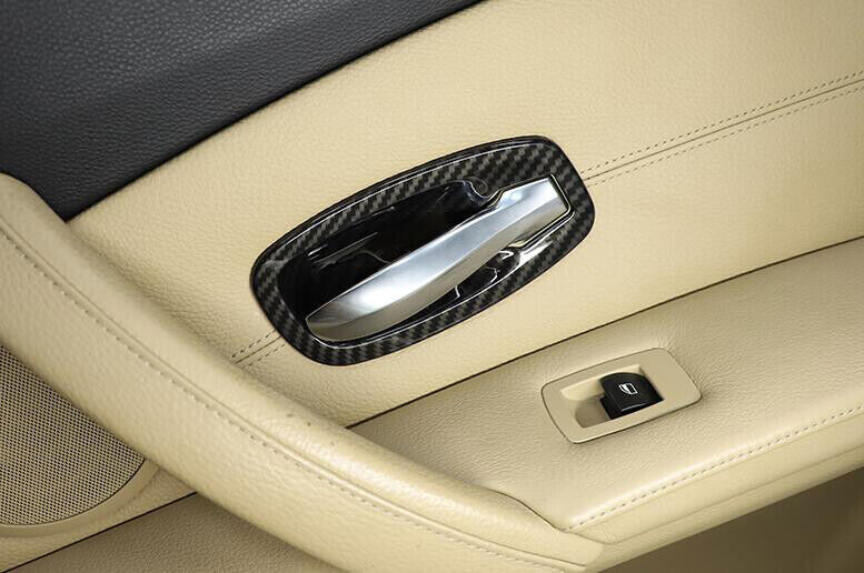 for BMW 5 Series 2006-2010 ABS Carbon Fiber Inner Door Bowl Frame Cover Trim 4P