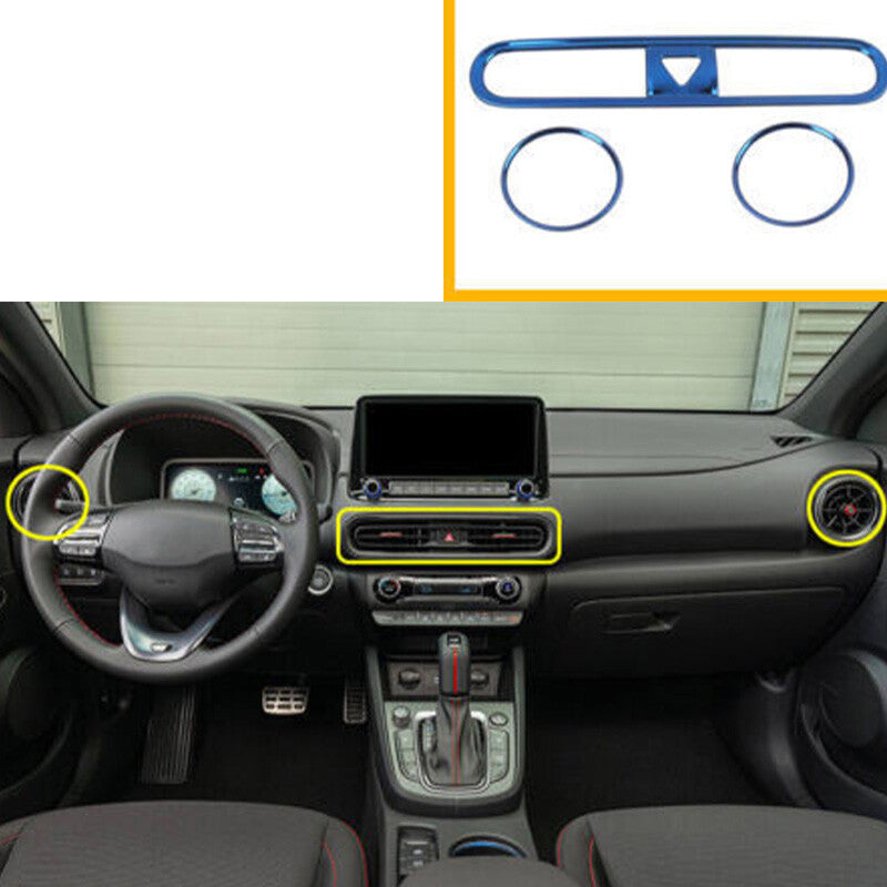 for Hyundai Kona 2018-2022 Blue Titanium Central Console Air Outlet Vent Cover