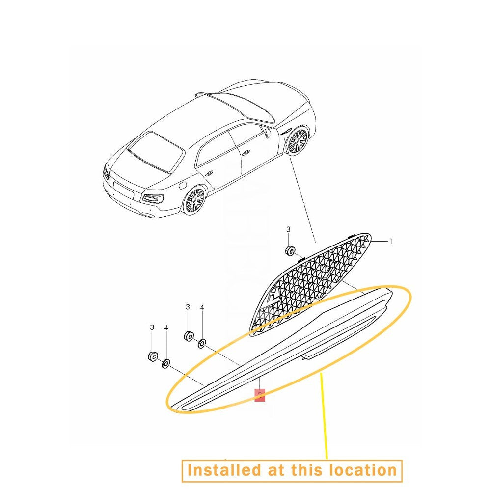 Suitable for Bentley Flying Spur Front Fender Air Vent Grille (left). Equipment Manufacturer: 4W0821941E