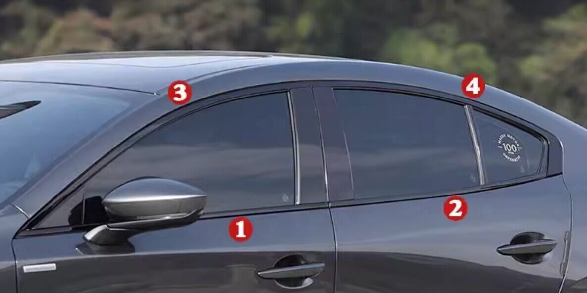 8X for Mazda 3 Axela 19-2023 Black Steel Windows Strip Sill Moulding Cover Trim