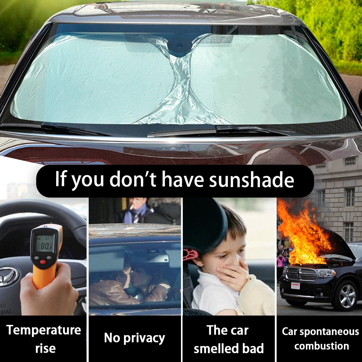 Foldable UV block sunshade for windshields - n
