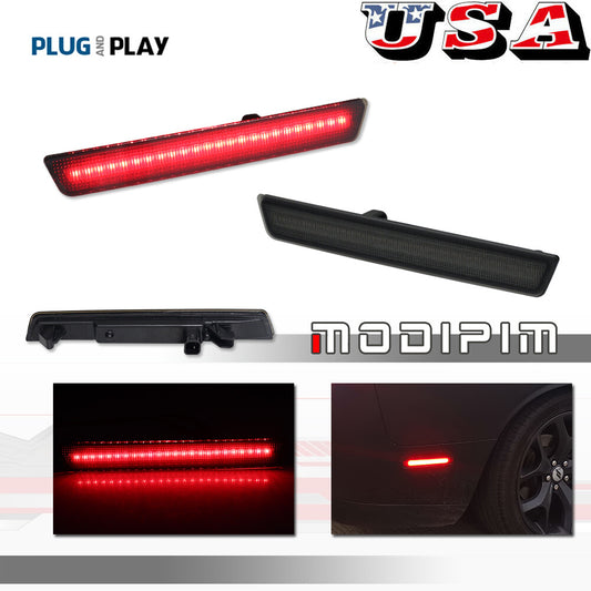 The red LED side marker light behind the smoked lens is suitable for the 2015-2023 for Dodge for Challenger - v