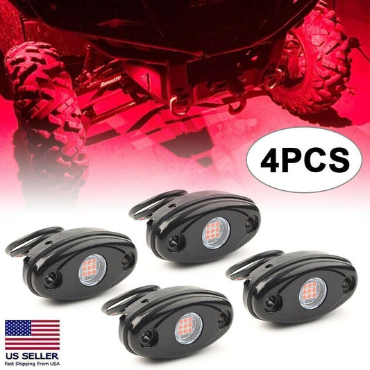 9W High Power LED Rock Light Kit for Jeep Truck SUV Off-Road Boat 4PCs Red