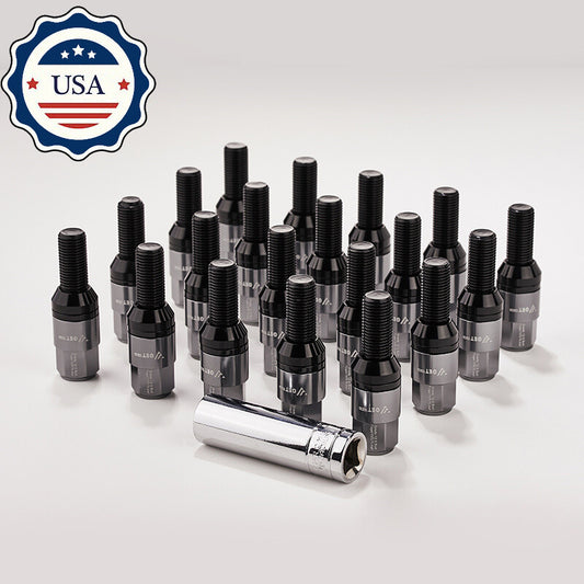 M12x1.25Wheel Lug Bolt 20pc Cone for Seat Stud 28mm Shank for Jeep for Chrysler Titanium