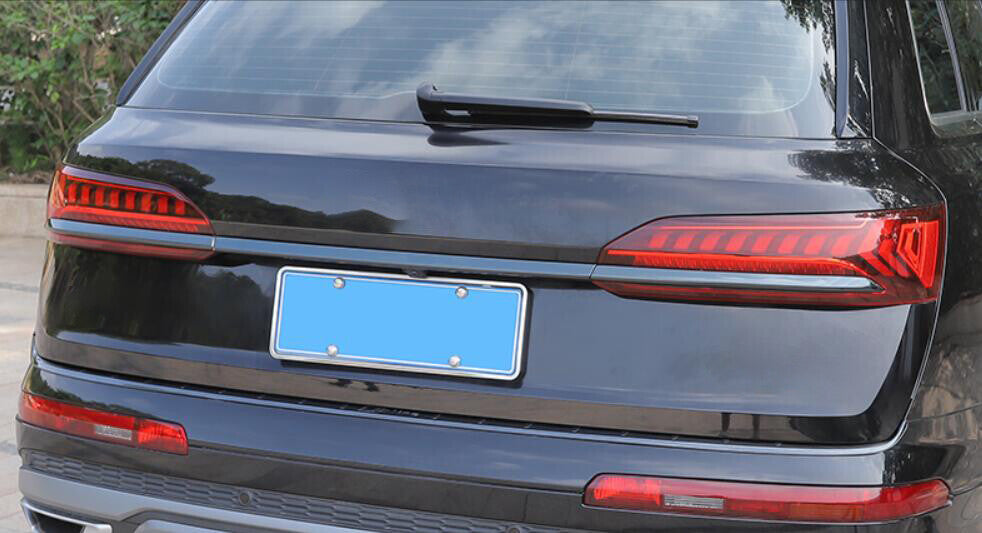Black Titanium Rear Door Trunk Lid Tailgate Strip Trim Fit for Audi Q7 2020-2023