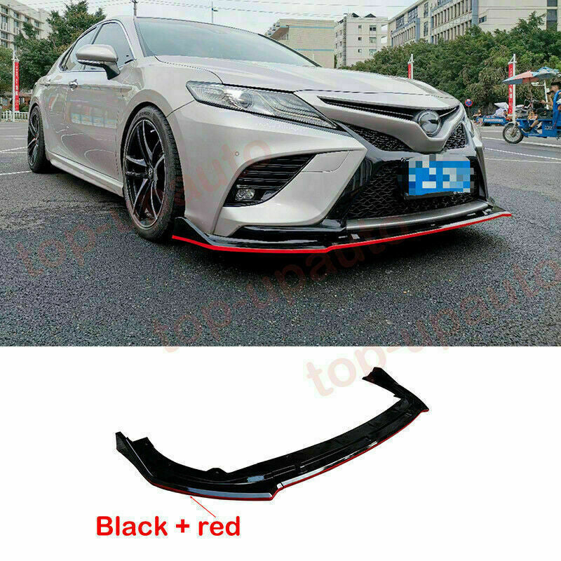 Black W/RED TRD Front Bumper Lip Spoiler Cover Trim for Toyota for Camry 2018-2020
