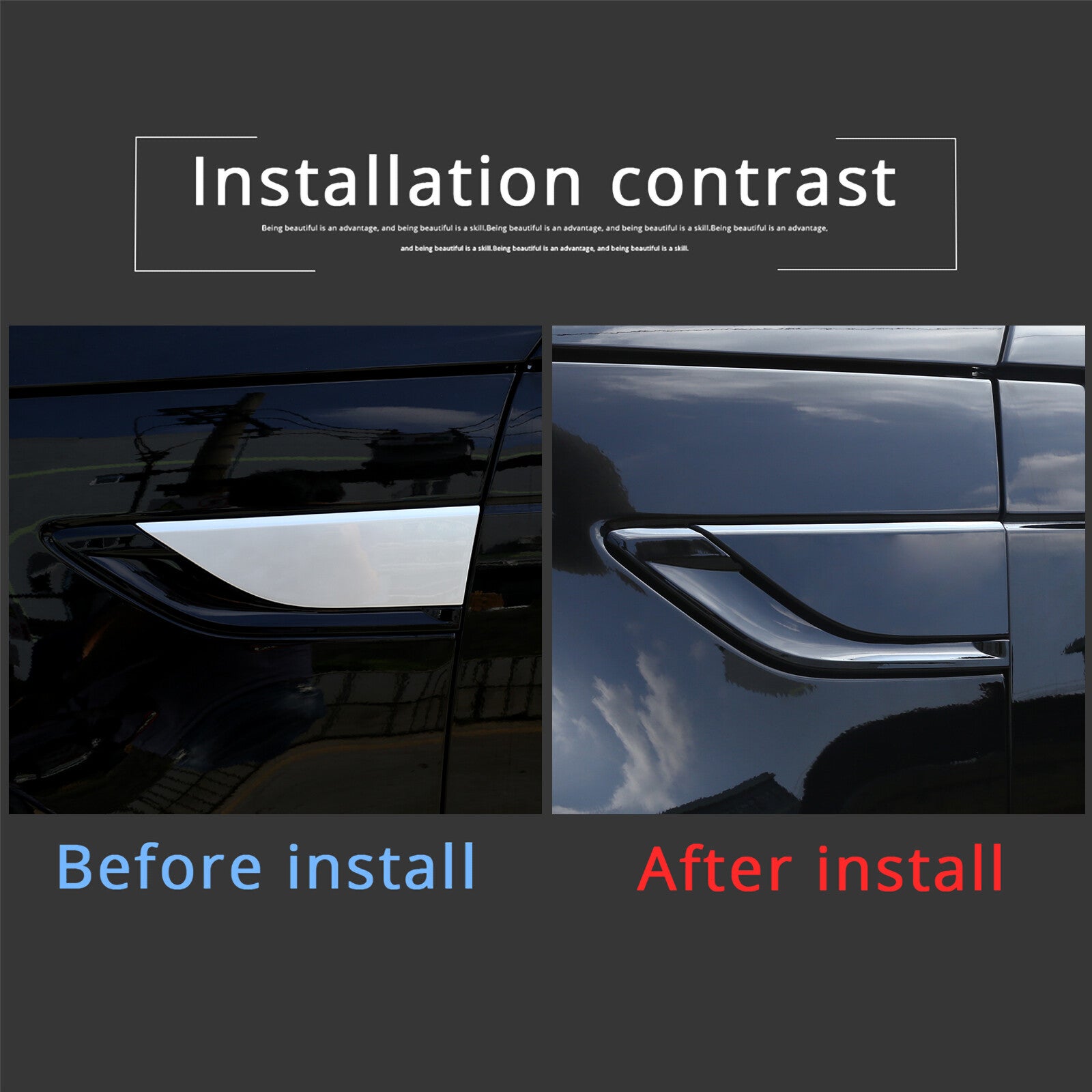 Side fender vent protectors for Land Rover Discovery 5 LR5 2017-2023, gloss black. n