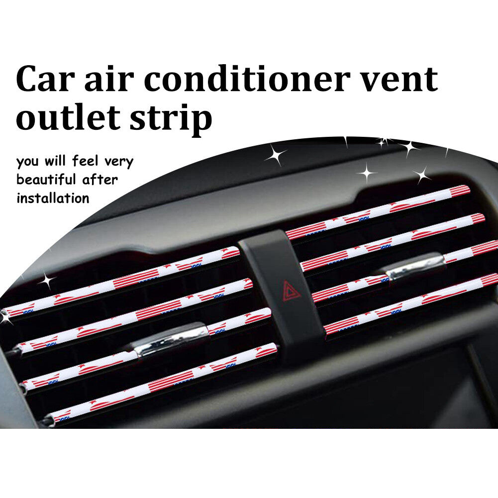10pcs America Flag Shape Car Air Conditioner Deco Strip Air Vent Outlet Trim