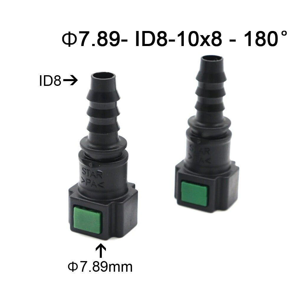 Car 2pcs 7.89mm ID8 10x8 180¡ã Fuel Line Hose Pipe Quick Release Female Connector Q
